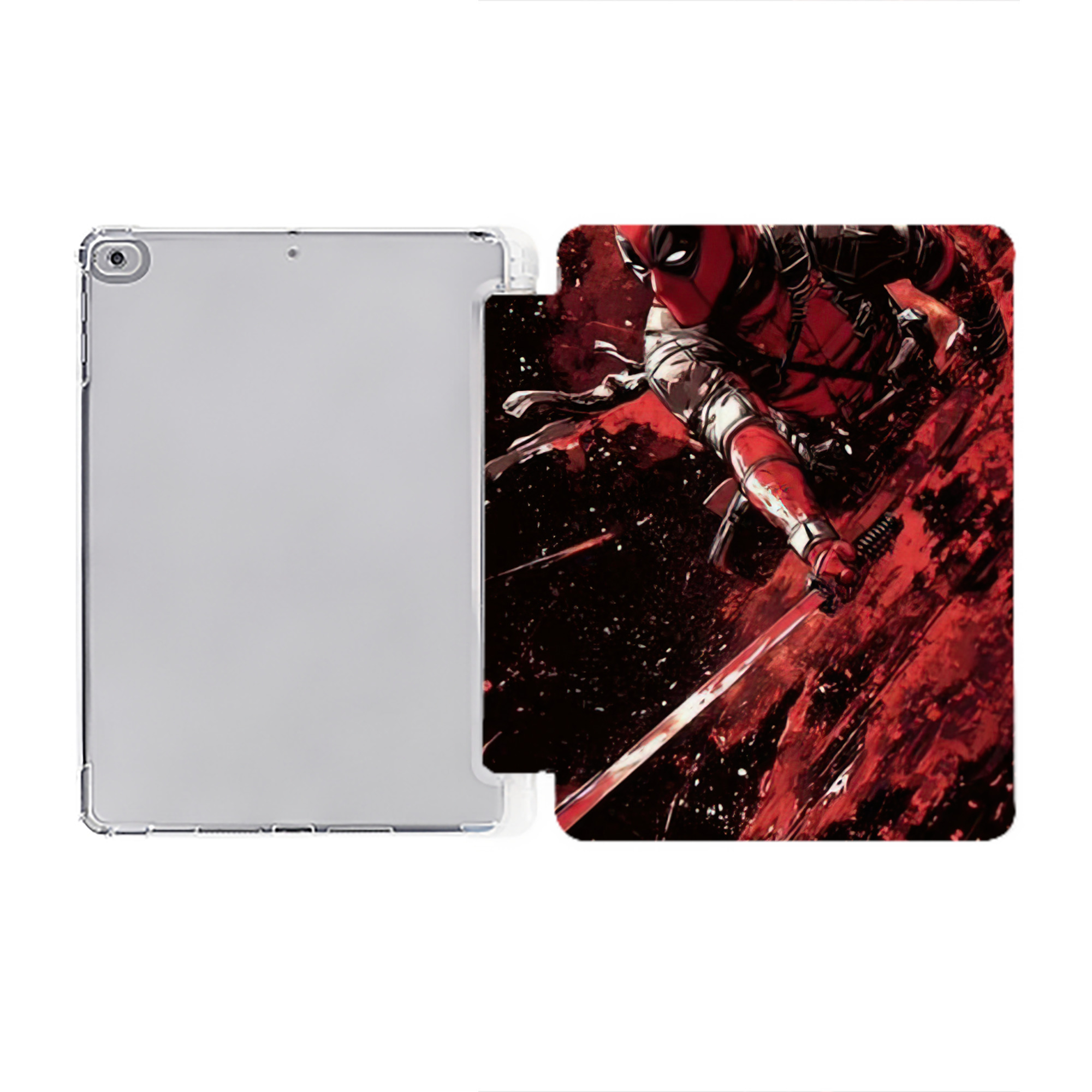 （画像用） Deadpool デッドプール IPad ケース ペン収納付き 三つ折りスタンド PUレザー×シリコン 対応機種9.5/10.5/10.9インチ